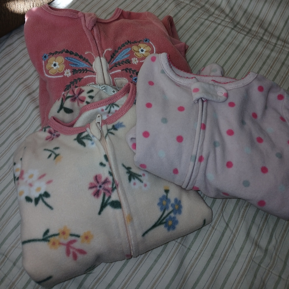 Toddler Girl Fleece Pajamas Sleeper Lot